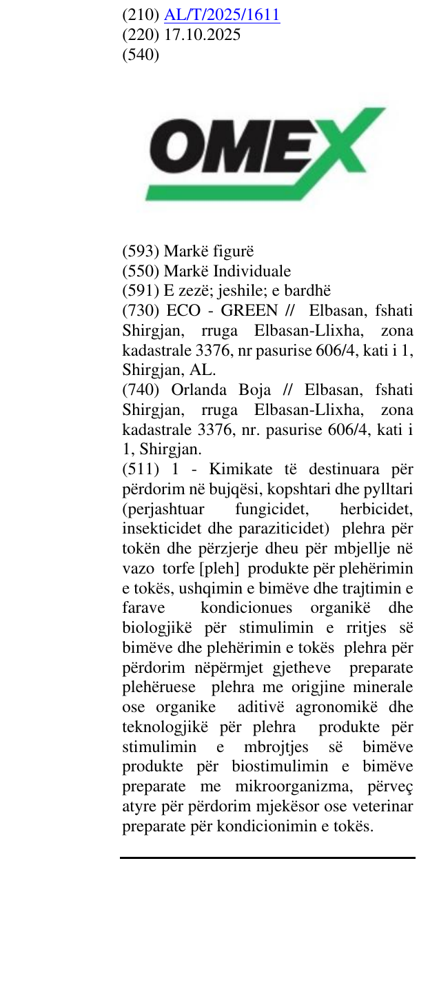 Zëri i markës OMEX në buletin
