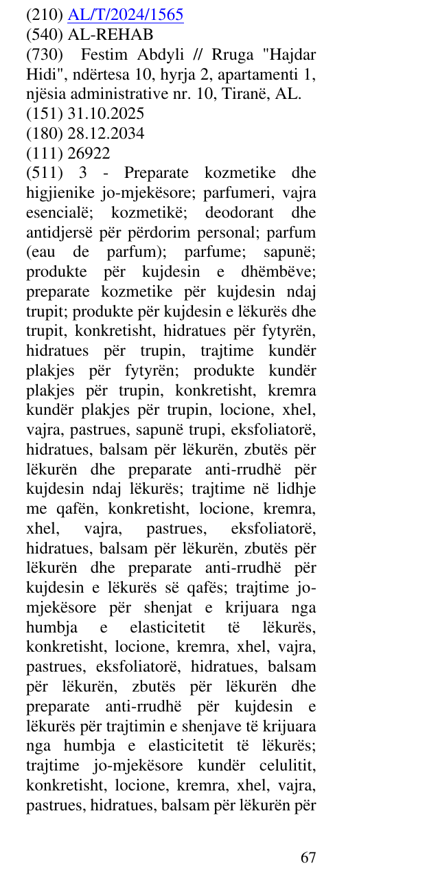 Zëri i markës AL-REHAB në buletin