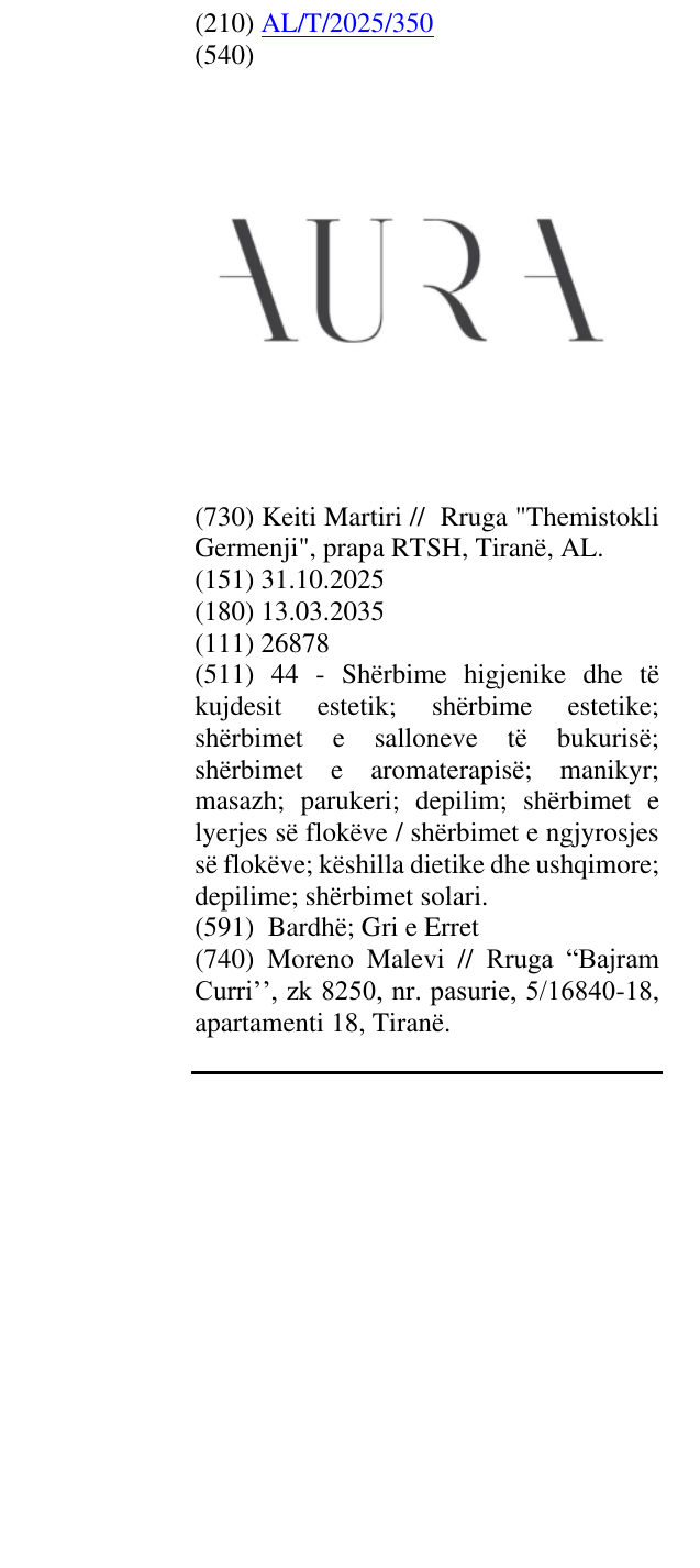 Zëri i markës AURA në buletin