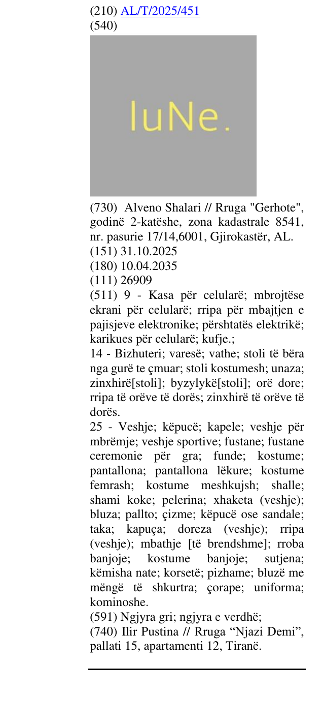 Zëri i markës lune. në buletin