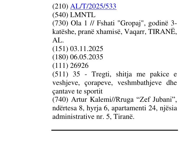 Zëri i markës LMNTL në buletin