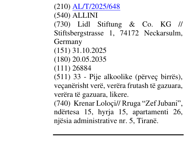Zëri i markës ALLINI në buletin