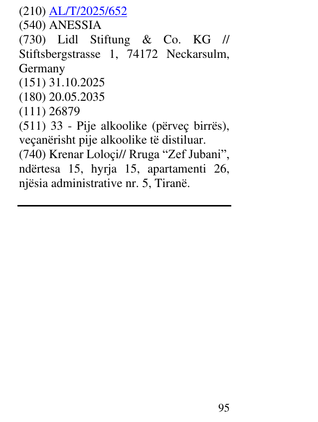 Zëri i markës ANESSIA në buletin