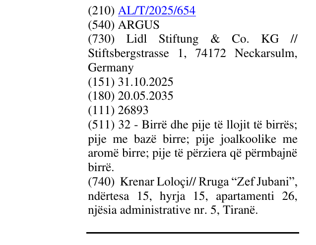 Zëri i markës ARGUS në buletin