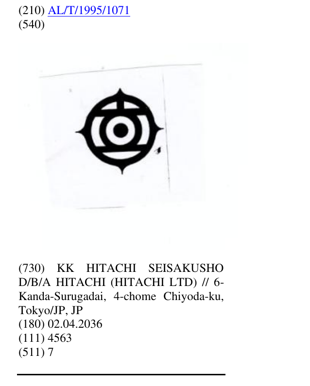 Zëri i markës HITACHI Circle në buletin