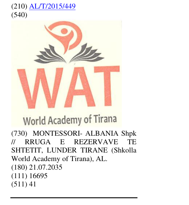 Zëri i markës WAT
World Academy of Tirana në buletin