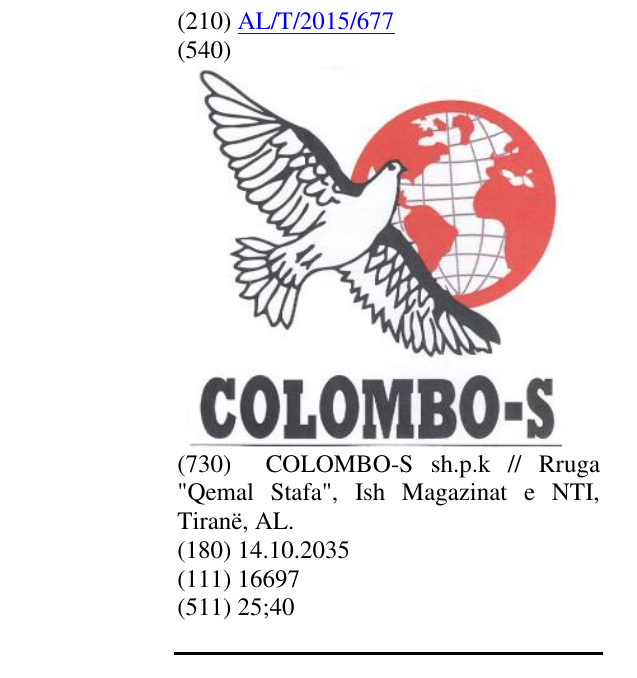 Zëri i markës COLOMBO-S në buletin