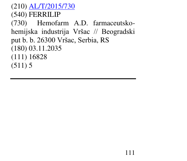 Zëri i markës FERRILIP në buletin