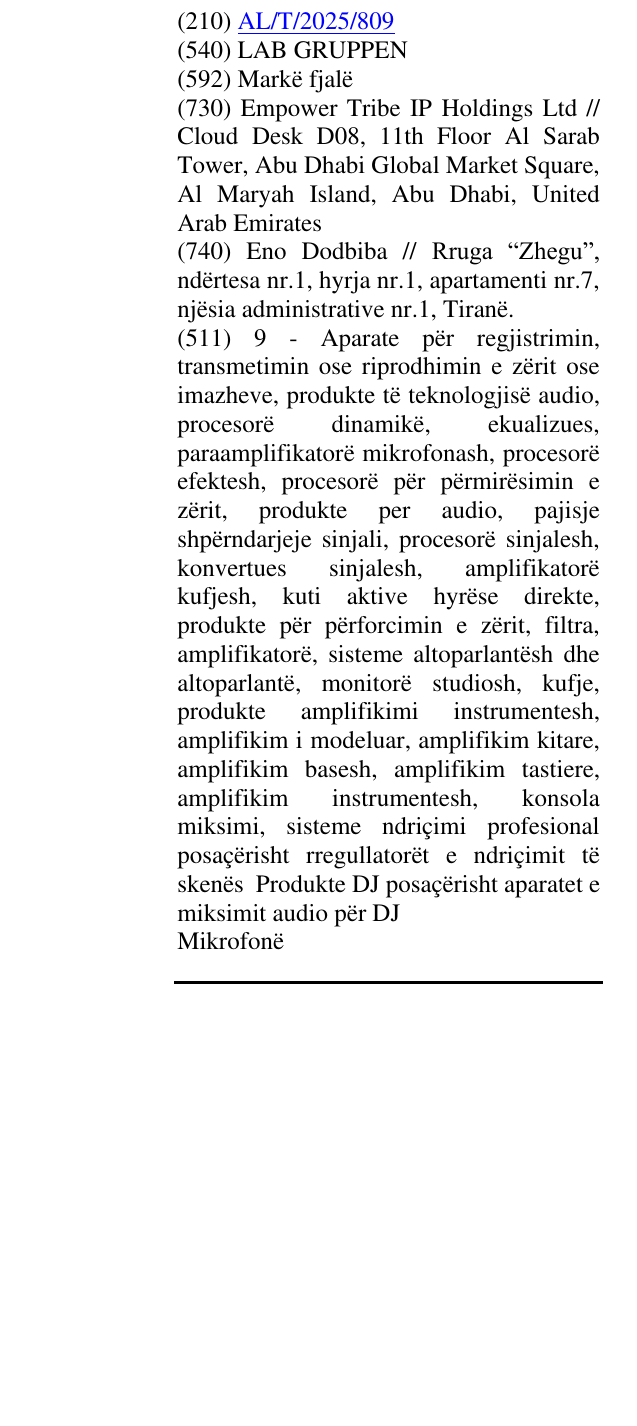 Zëri i markës LAB GRUPPEN në buletin