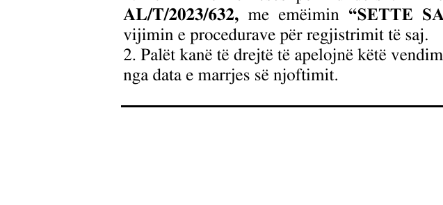 Zëri i markës SETTE SALONI në buletin
