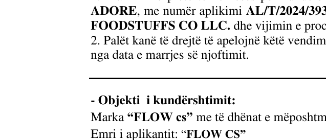Zëri i markës ADORE në buletin