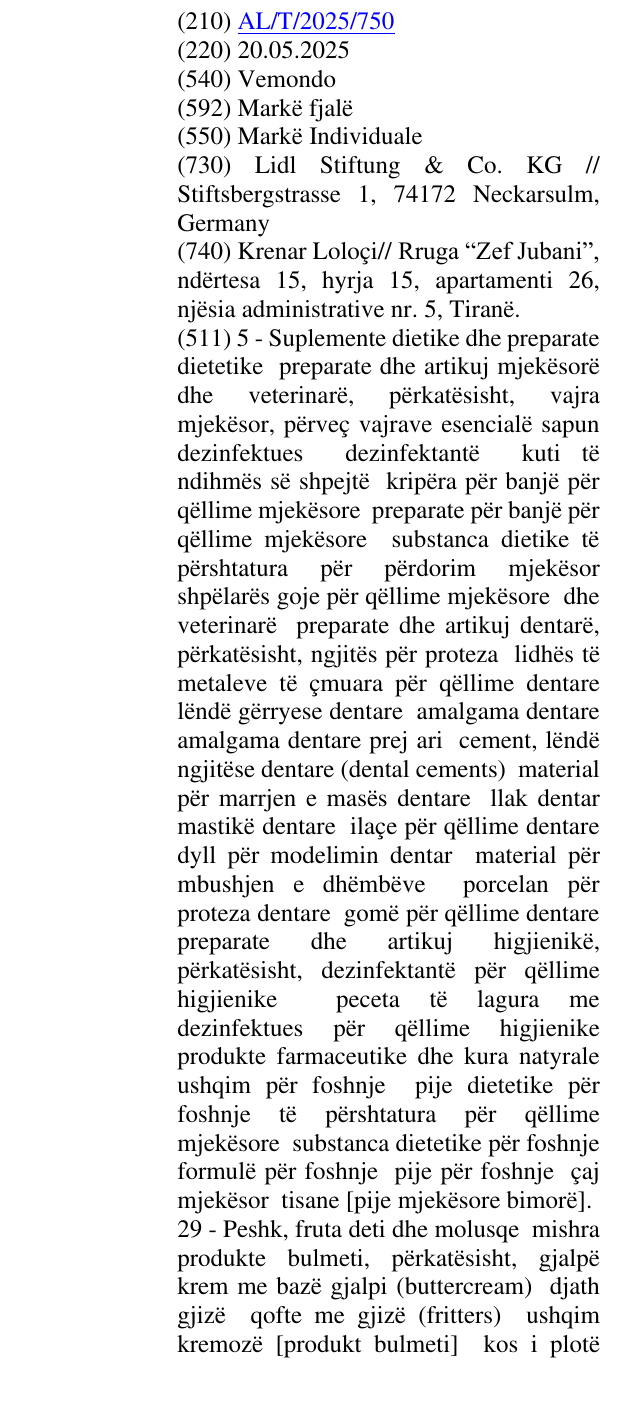 Zëri i markës Vemondo në buletin