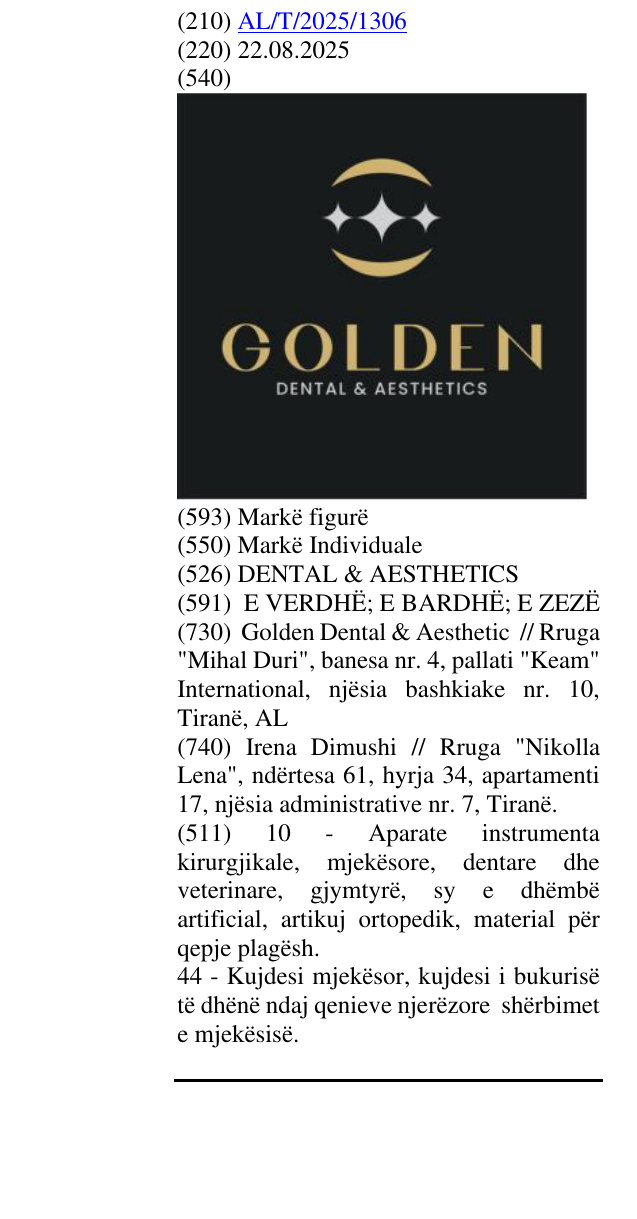 Zëri i markës DENTAL & AESTHETICS në buletin