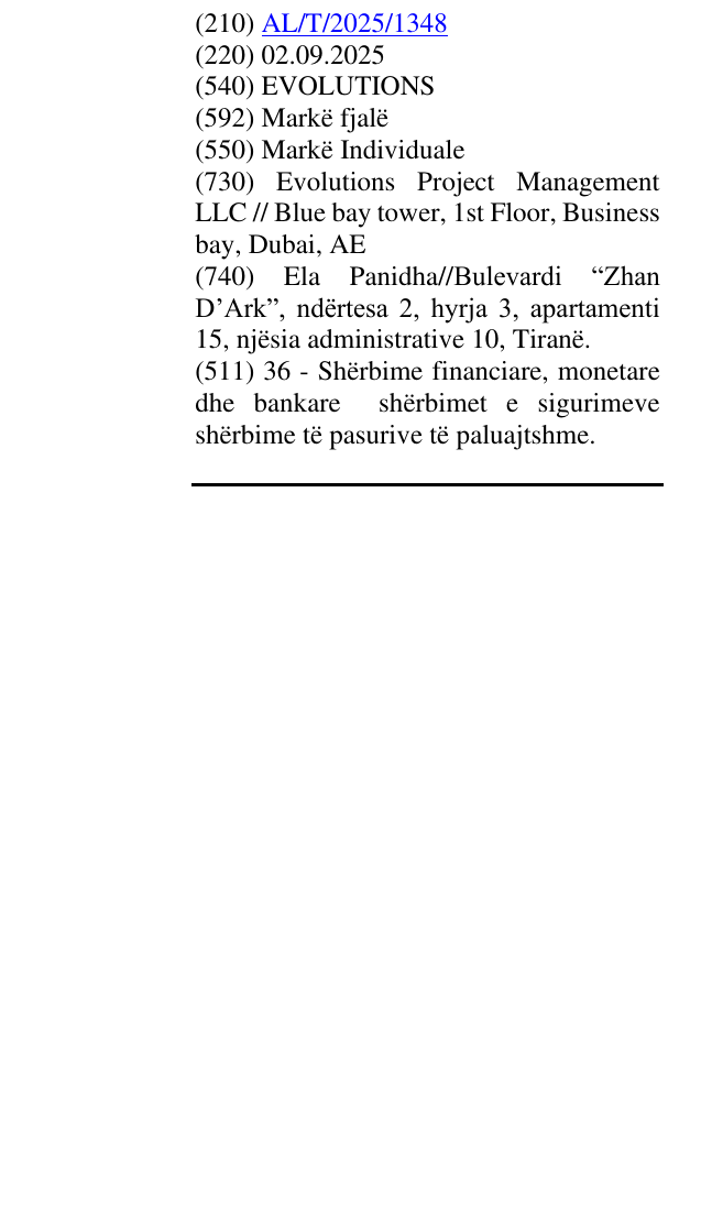 Zëri i markës EVOLUTIONS në buletin