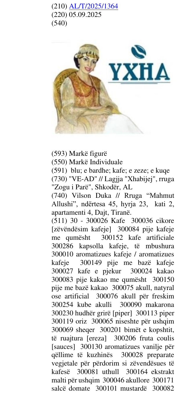 Zëri i markës YXHA në buletin