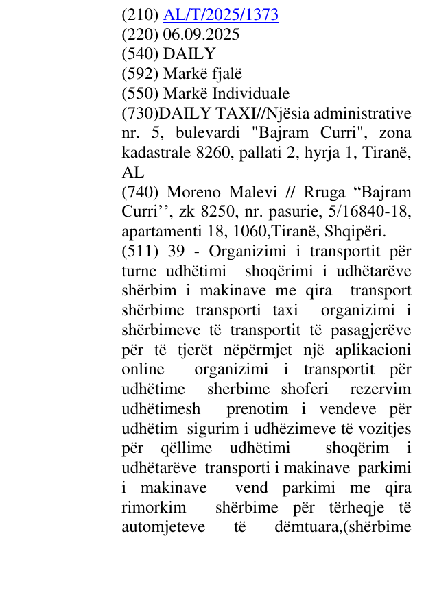 Zëri i markës DAILY në buletin
