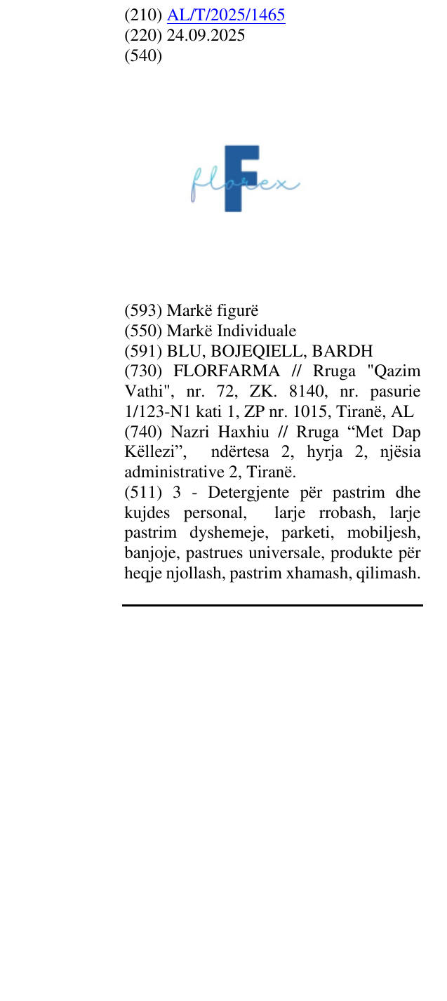 Zëri i markës FLOREX në buletin