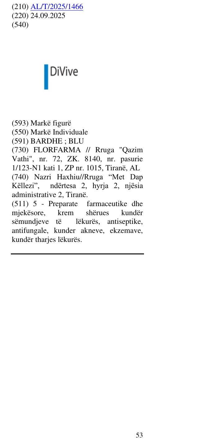 Zëri i markës DiVive në buletin