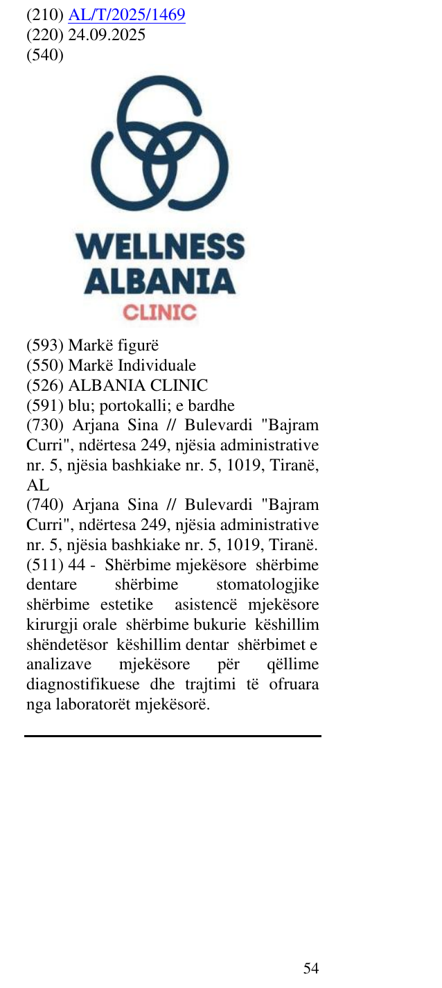 Zëri i markës ALBANIA CLINIC në buletin