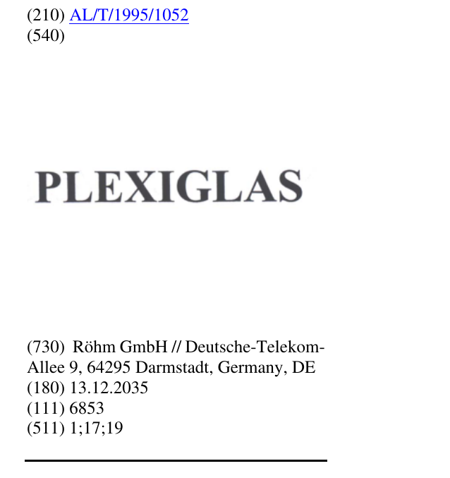 Zëri i markës PLEXIGLAS në buletin