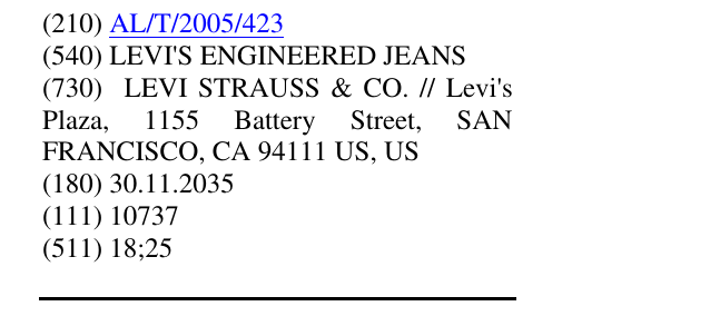 Zëri i markës LEVI'S ENGINEERED JEANS në buletin