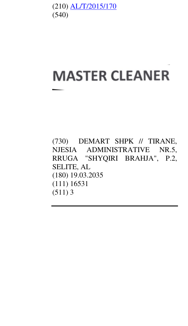 Zëri i markës MASTER CLEANER në buletin