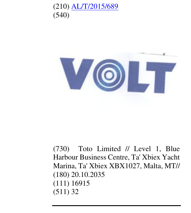 Zëri i markës Volt në buletin