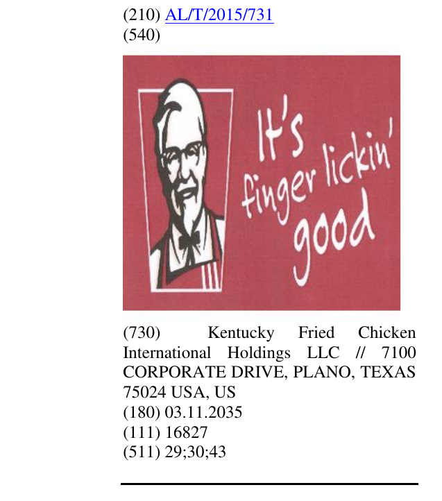Zëri i markës It's finger lickin' good në buletin