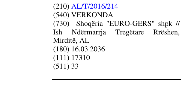 Zëri i markës VERKONDA në buletin