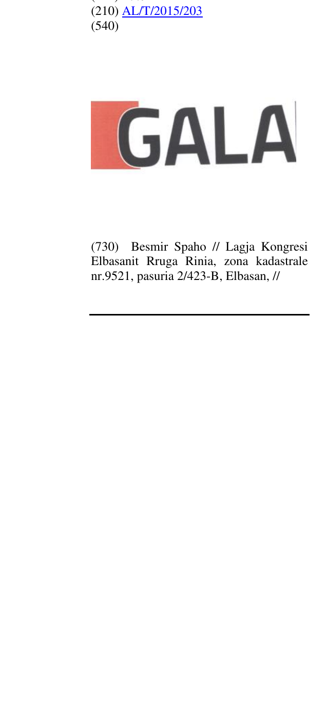 Zëri i markës GALA në buletin