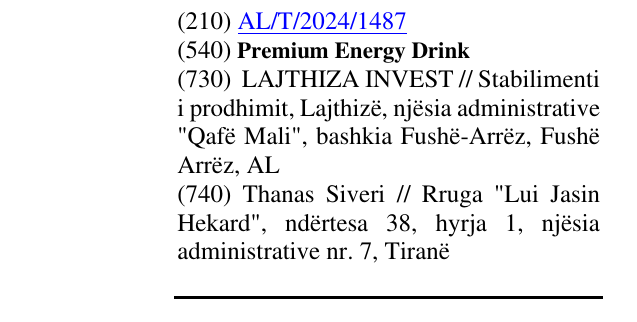 Zëri i markës Premium Energy Drink në buletin