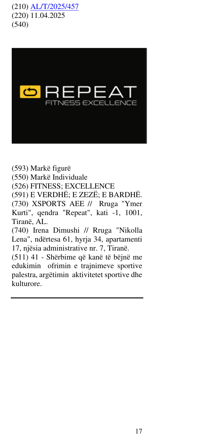 Zëri i markës FITNESS; EXCELLENCE në buletin