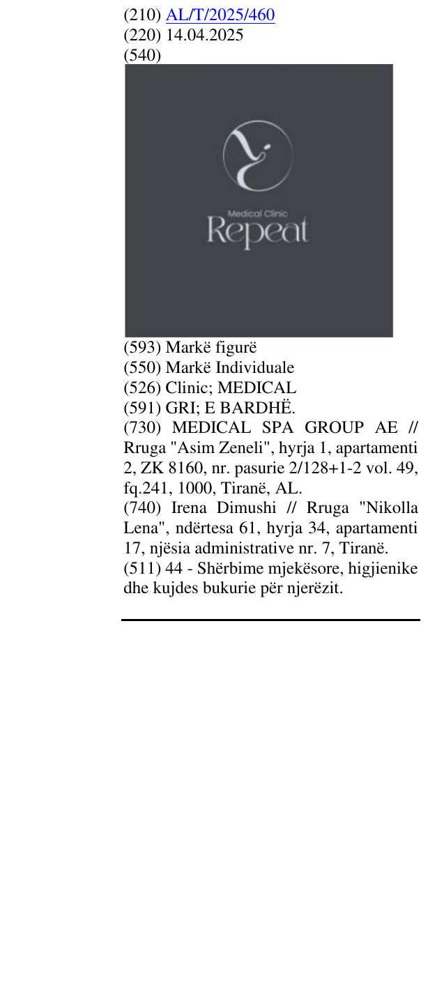 Zëri i markës Clinic; MEDICAL në buletin