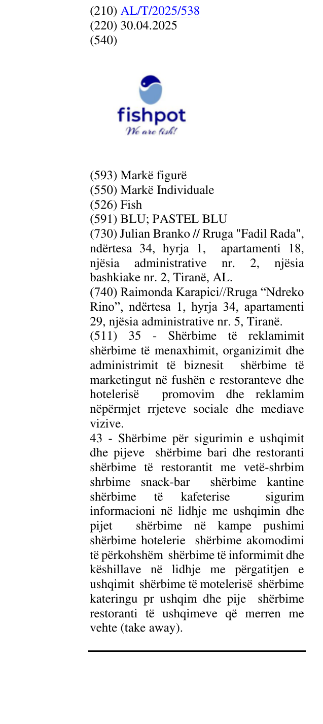 Zëri i markës Fish në buletin
