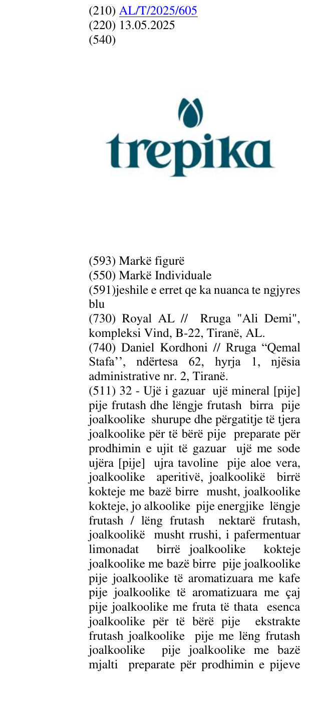 Zëri i markës Trepika në buletin