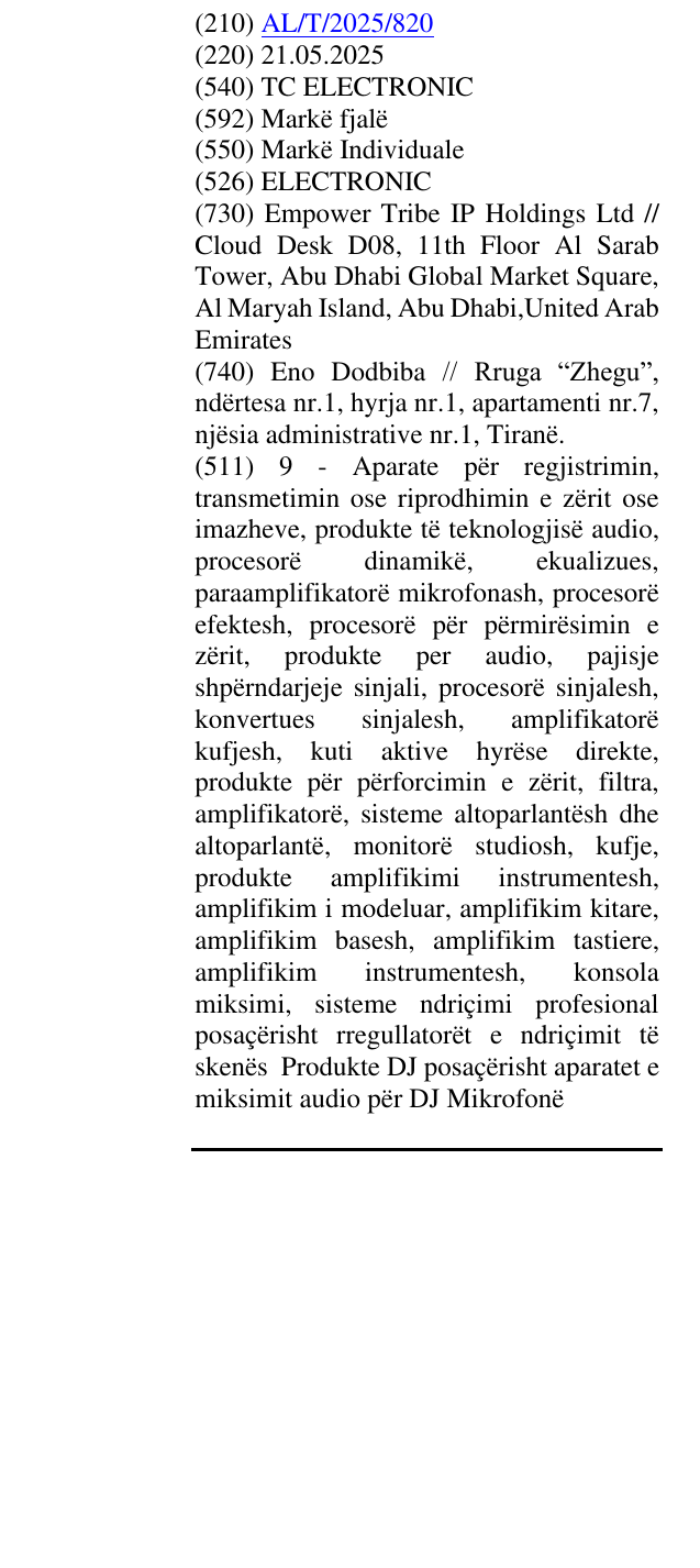 Zëri i markës TC ELECTRONIC në buletin