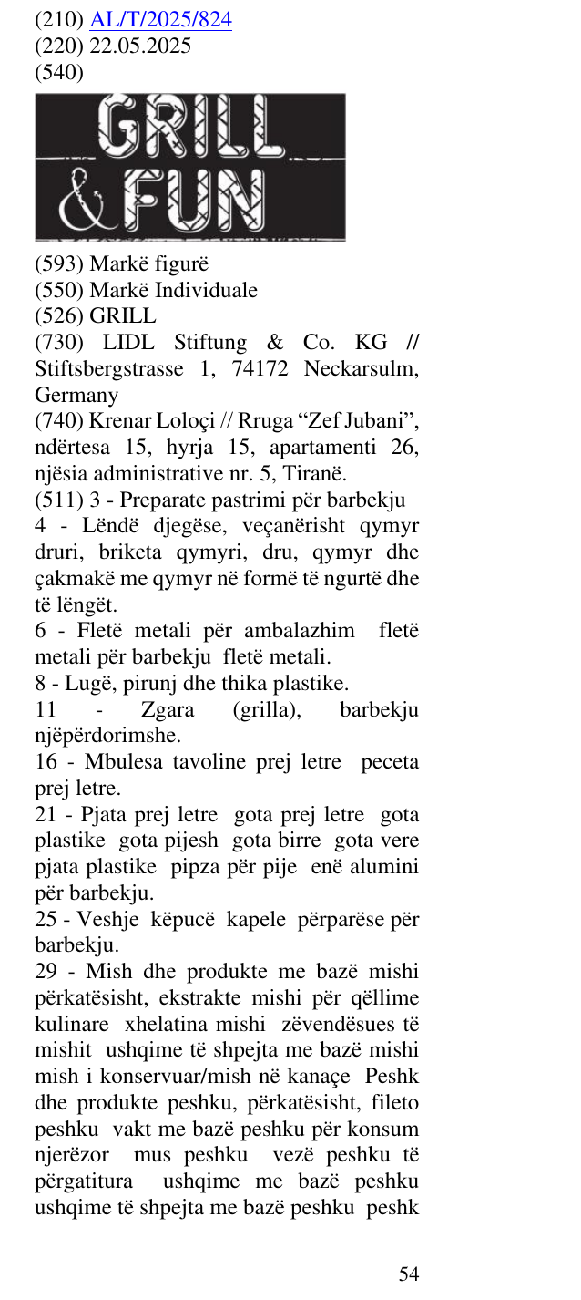 Zëri i markës GRILL në buletin