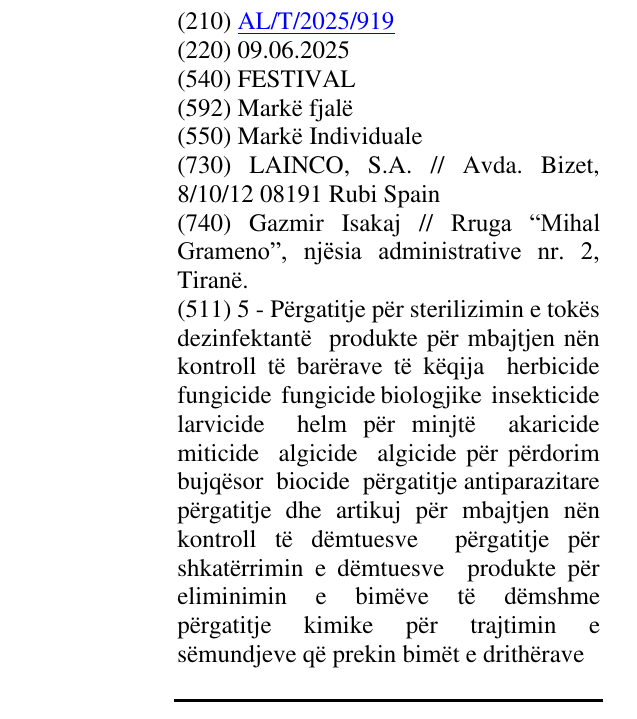 Zëri i markës FESTIVAL në buletin