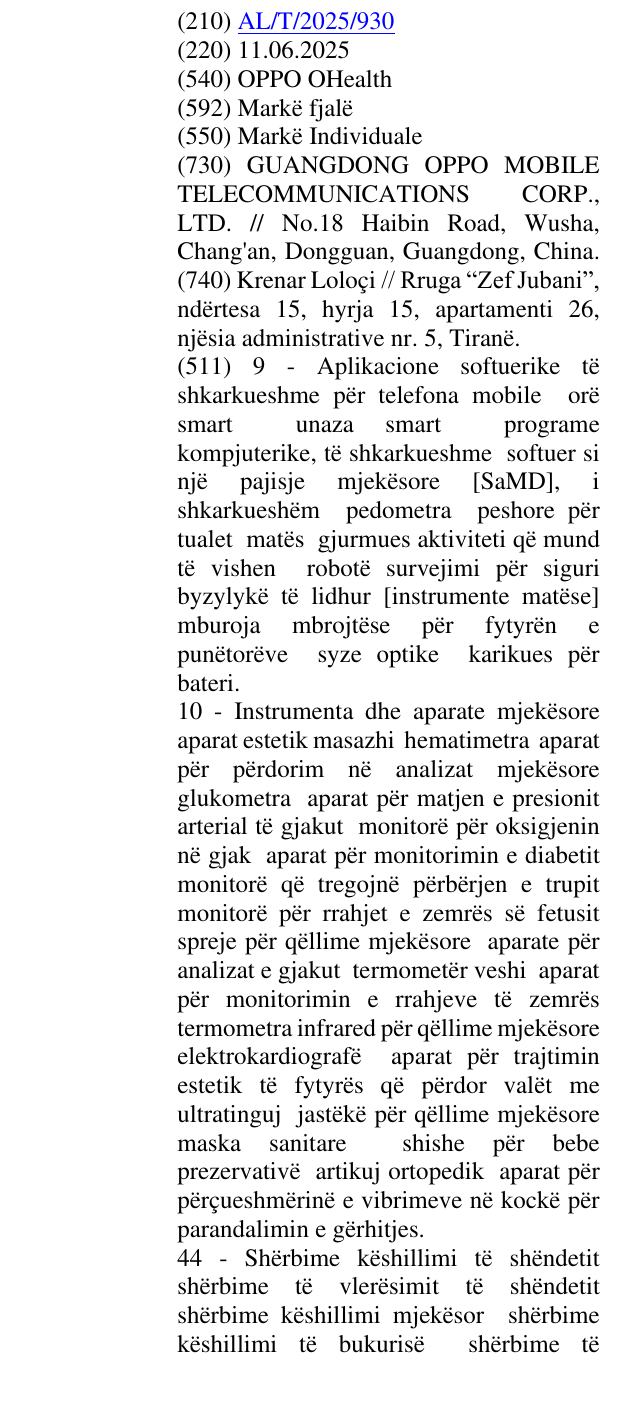 Zëri i markës OPPO OHealth në buletin