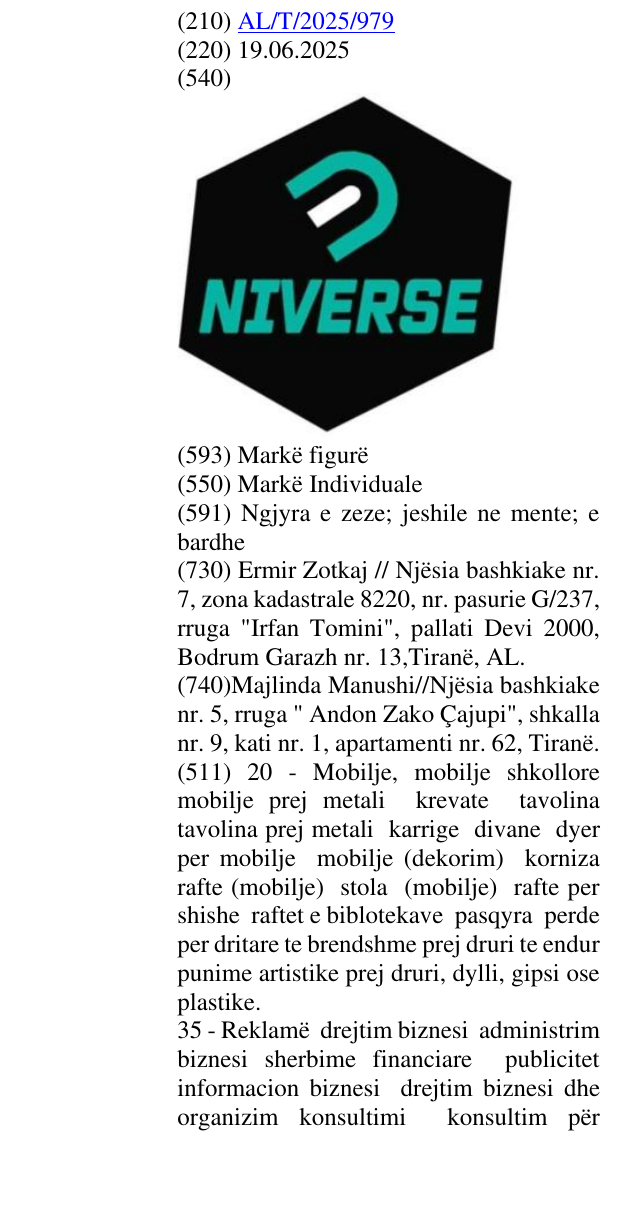 Zëri i markës NIVERSE- U në buletin
