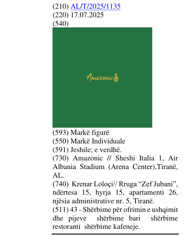 Zëri i markës AMAZONIC në buletin