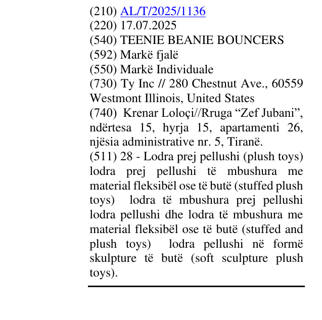 Zëri i markës TEENIE BEANIE BOUNCERS në buletin