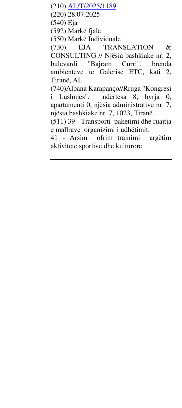 Zëri i markës Eja në buletin