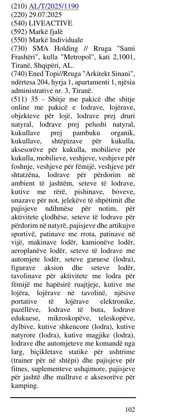 Zëri i markës LIVEACTIVE në buletin