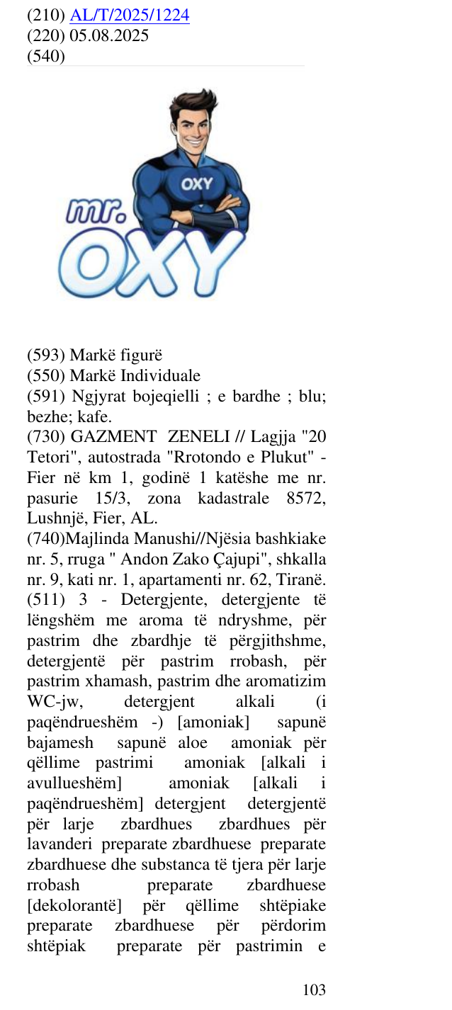 Zëri i markës MR.OXY në buletin