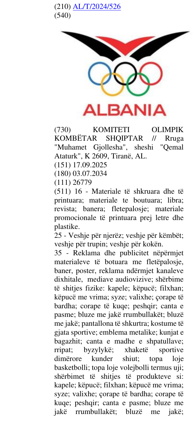 Zëri i markës ALBANIA në buletin