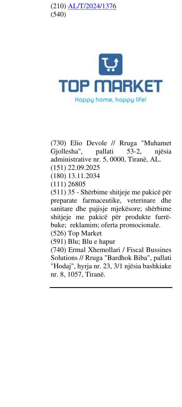 Zëri i markës Top Market në buletin