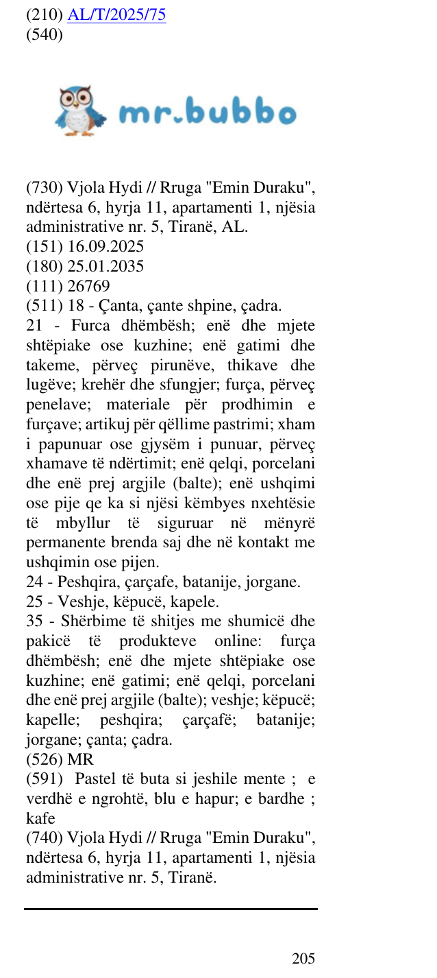 Zëri i markës MR në buletin