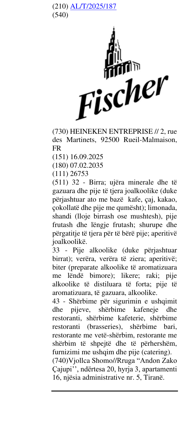 Zëri i markës Fischer në buletin