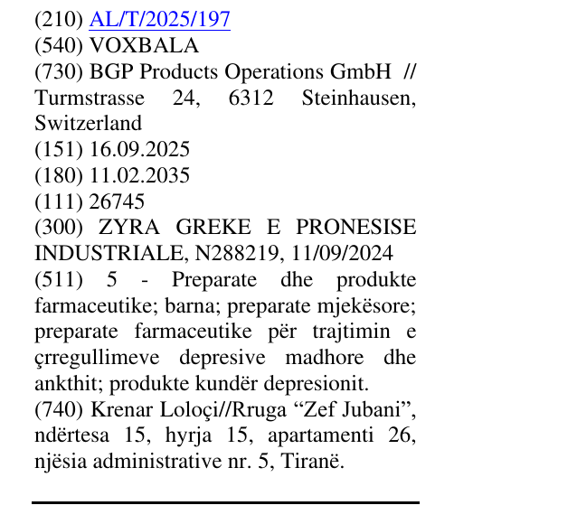 Zëri i markës VOXBALA në buletin